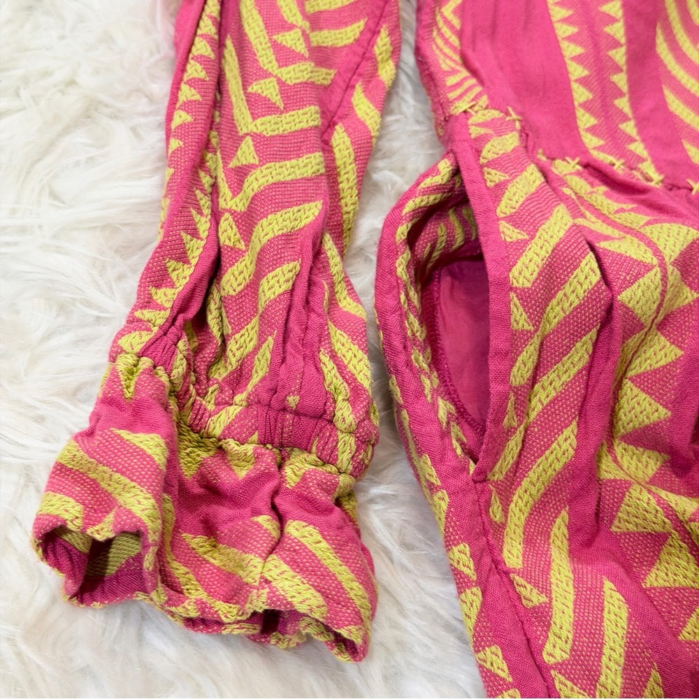 Anthropologie Maeve Dominique Tunic Dress pink yellow Geometric Boho Silhouette - Picture 7 of 15